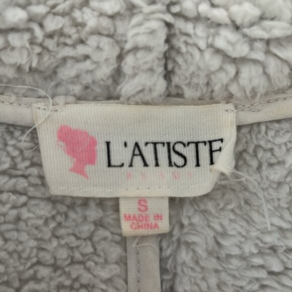 Women’s Gray Faux Suede Sherpa Jacket Fall Winter Coat Cute Fuzzy Cozy Size S - Picture 4 of 9